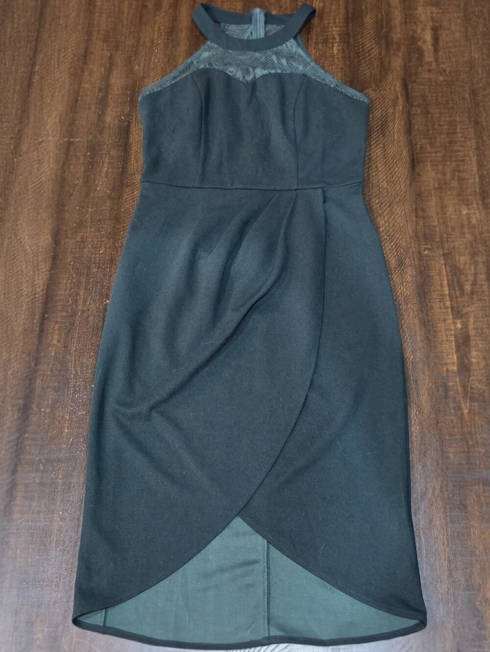 Hunter Green Lace Halter Side Slit Midi Dress
